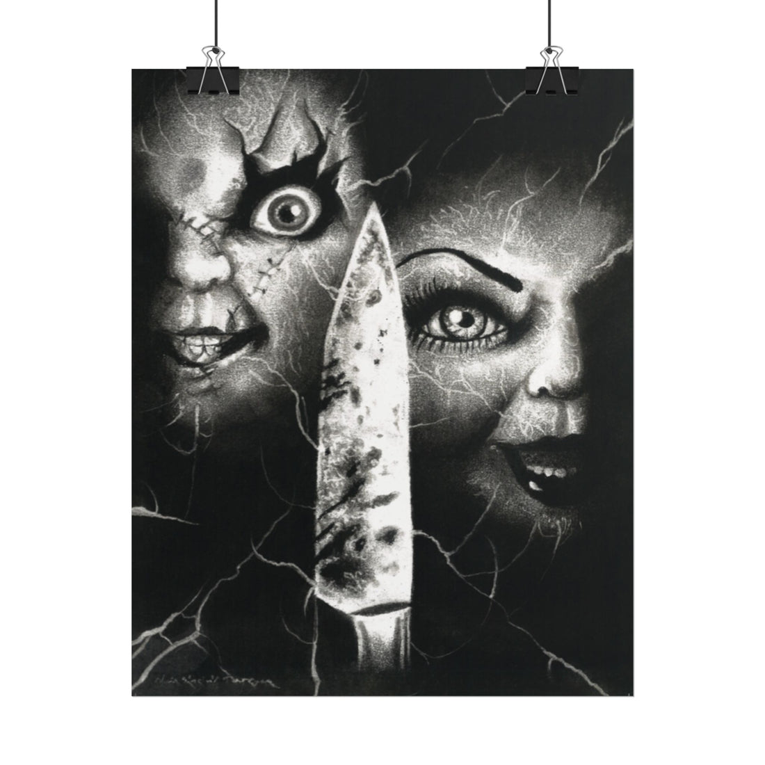 Chuck and Tiffany print by Chris Sinclair | Custom charcoal design replica