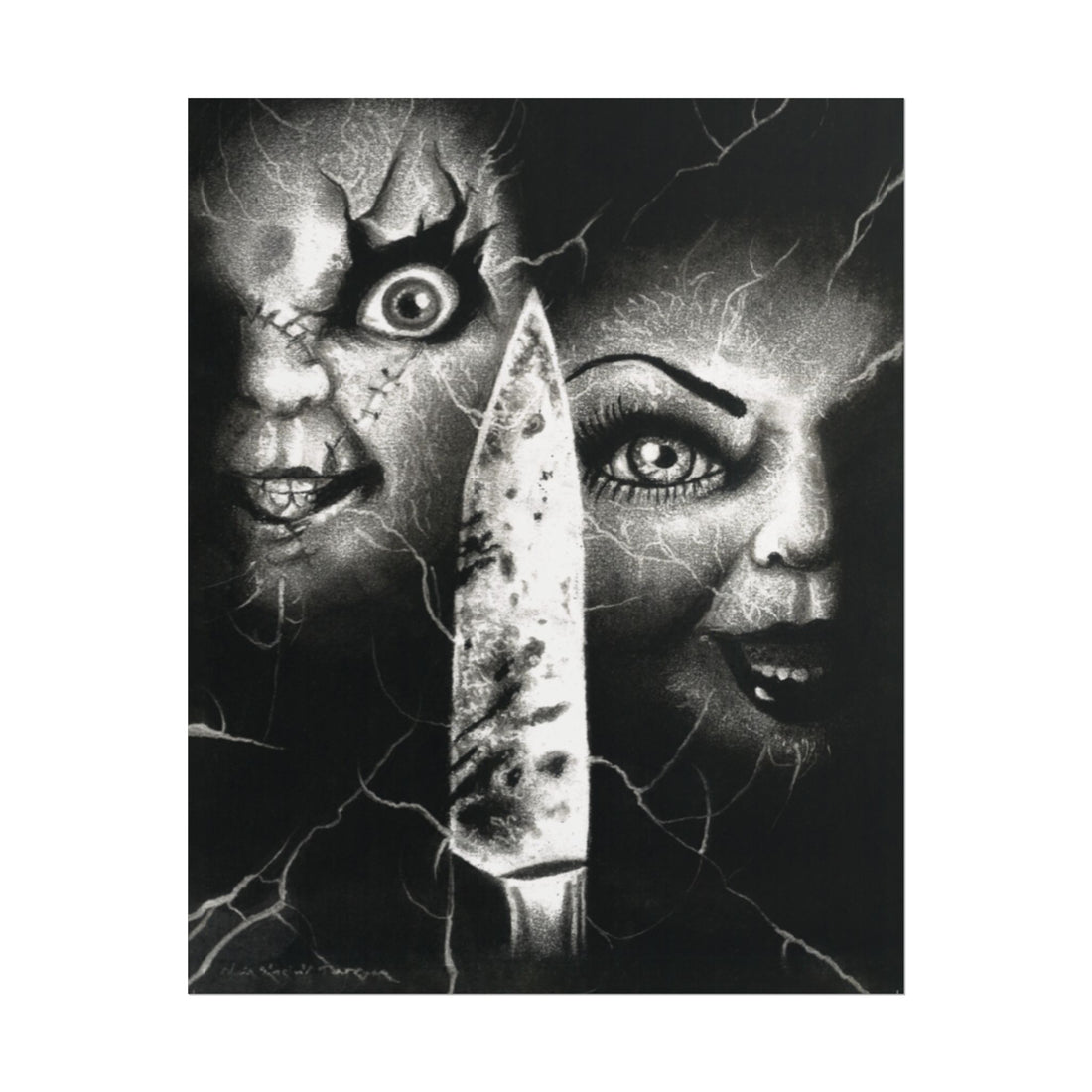 Chuck and Tiffany print by Chris Sinclair | Custom charcoal design replica