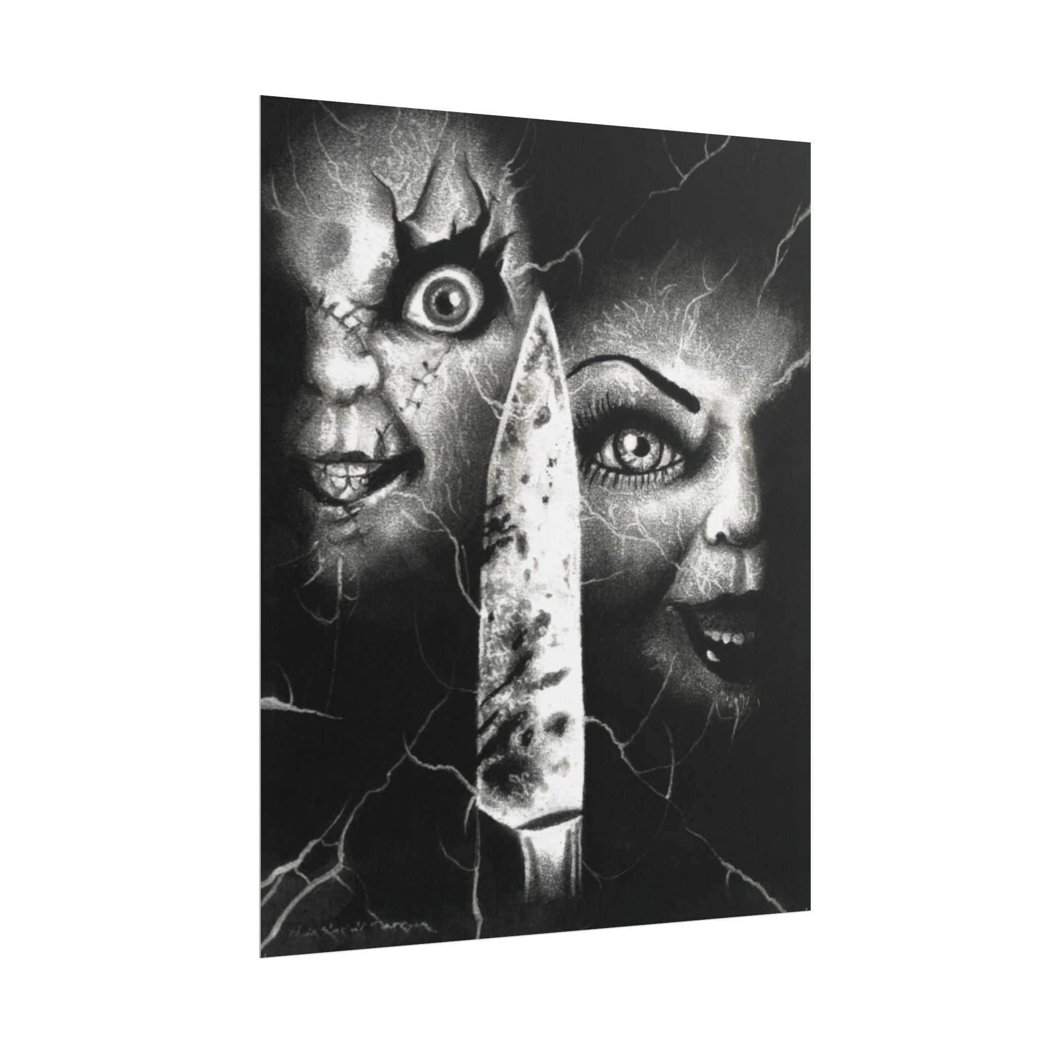 Chuck and Tiffany print by Chris Sinclair | Custom charcoal design replica